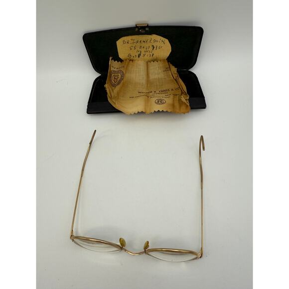 Vtg Antique American Optical 1-10 12K Gold Filled 6 1/2 Frame Glasses With Case - Picture 3 of 5